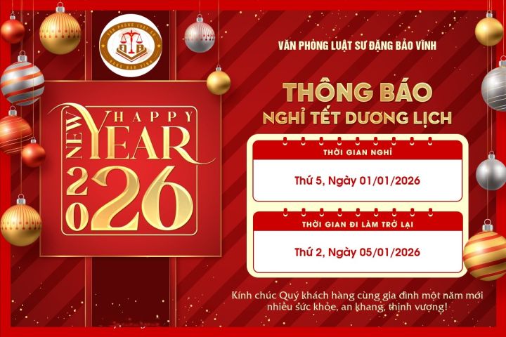 Thông báo lịch nghỉ Tết Dương lịch 2026