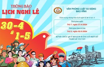 Thông báo lịch nghỉ lễ Giải phóng Miền Nam 30/4 và Quốc tế lao động 1/5